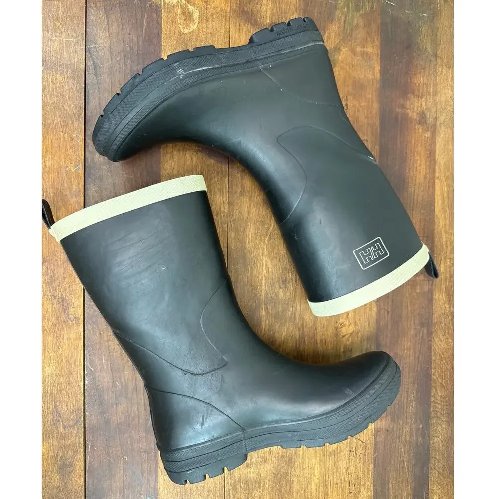 Helly Hansen Midsund 2 Black Pull On Rubber Waterproof Rain Boot Women's Size 10